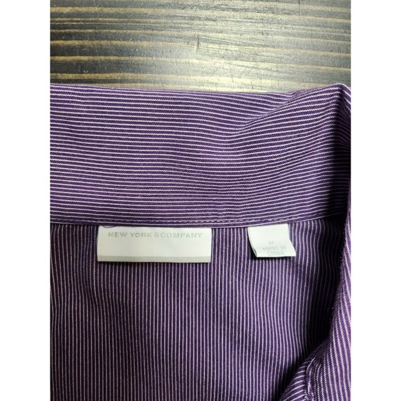 New York and Company Purple and White Stripe Blouse Size Med. Work Day Essential - Picture 4 of 7